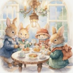 Easter Rabbit Tea Party Art