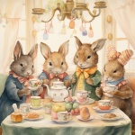Easter Bunny Tea Party Art