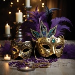Mardi Gras Mask And Beads