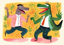 Funny Dancing Alligators Art Print