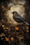 Spring Bird On Nest Art Print