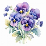 Watercolor Spring Pansy Flower Art
