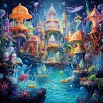 Whimsical Fantasy Ocean Castle Art