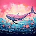 Whimsical Ocean Whale Art Print
