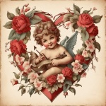 Cupid Angel Valentine Flower Art