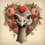 Valentine Floral Heart Ostrich Art