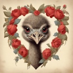 Valentine Floral Heart Ostrich Art