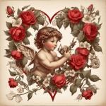 Cupid Angel Valentine Flower Art