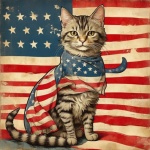 Fourth Of July Patriot Cat Art