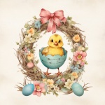 Easter Egg Wreath Baby Chick Art
