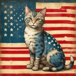 Fourth Of July Patriot Cat Art