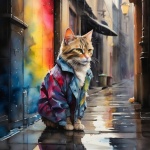 Raining Alley Cat Art