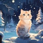 Christmas Snow Cat Art Print