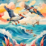 Nautical Pelican Watercolor Art