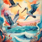 Nautical Pelican Watercolor Art