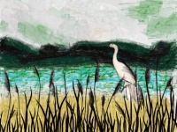Egret Wetland Sketch Art