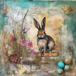 Easter Rabbit And Eggs Art Print