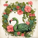 St. Patrick Green Flamingo Art