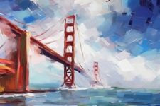 Oil Painting Of Golden Gate Bridge