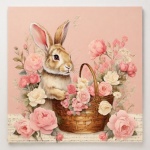 Vintage Easter Bunny Flower Art