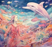 Fantasy Girl And Dolphin Art