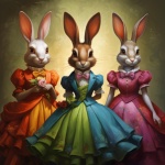Ballroom Gown Girl Rabbit Art