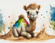 Camel, Watercolor, Digital Painting