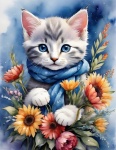 Kitten Cat Bouquet Of Flowers