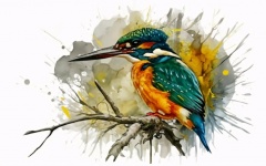 Kingfisher On Canvas
