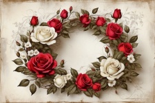 Oval Wreath Of Roses Art