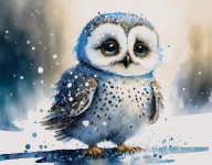 Snowy Owl, Watercolor, Painting