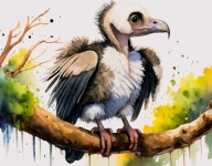 Fall Vulture, Watercolor, Painting