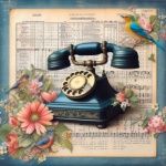 Vintage Telephone, Birds And Flower