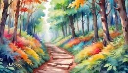 Forest Path Path Forest Watercolor