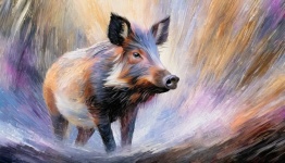 Wild Boar, Animal Portrait, Art