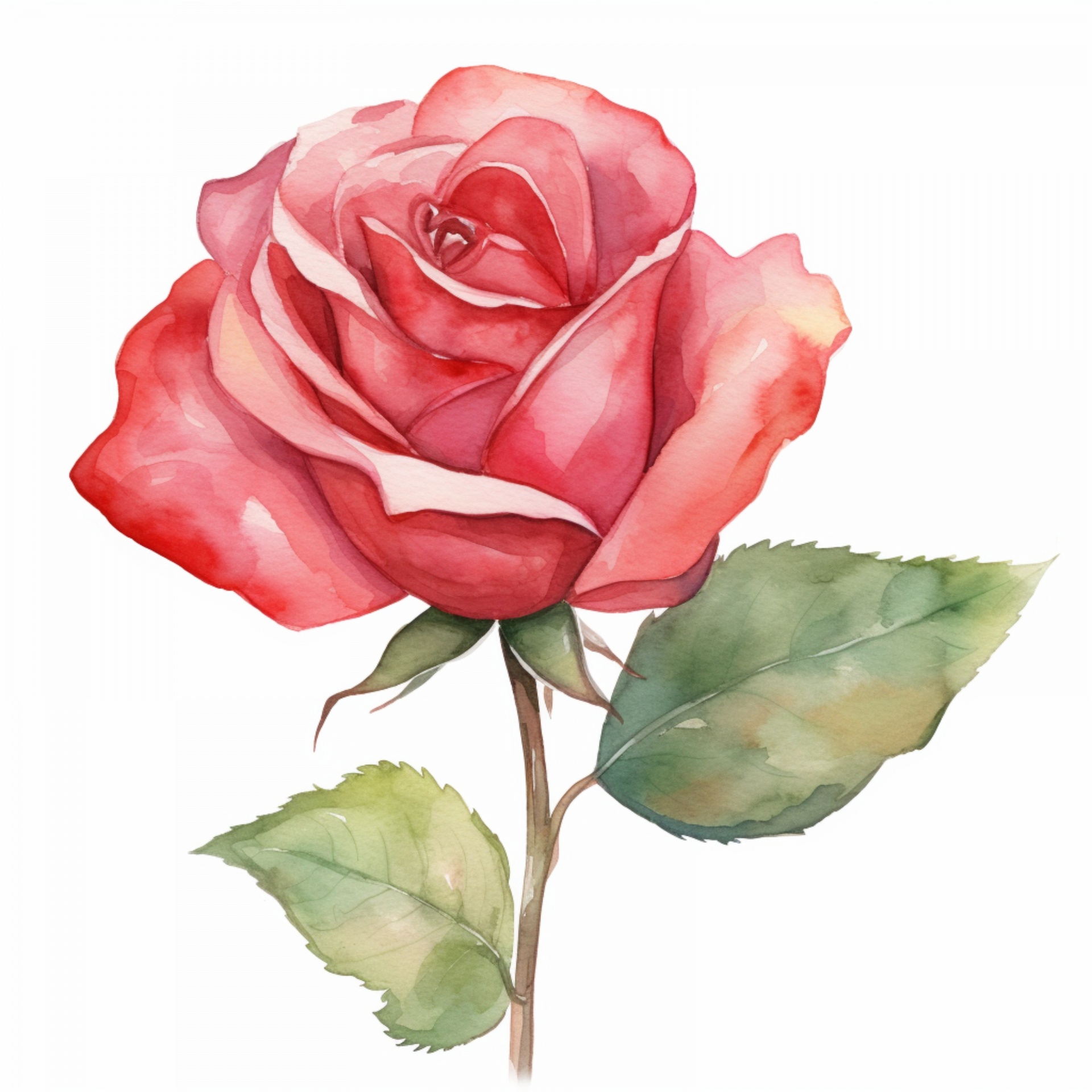 Watercolor Red Rose Art Print Free Stock Photo - Public Domain Pictures