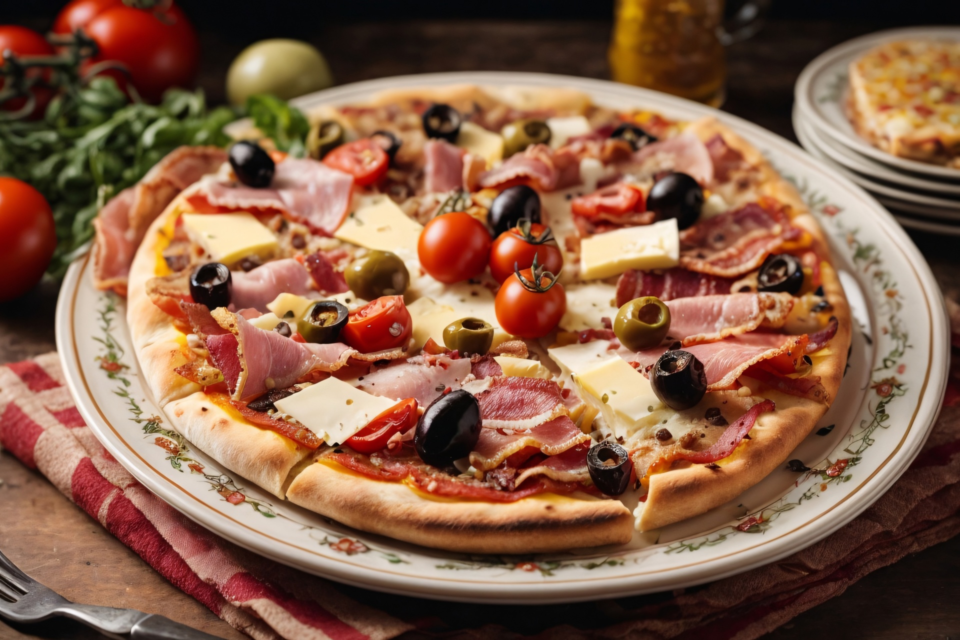 Richly Decorated Italian Pizza Free Stock Photo - Public Domain Pictures