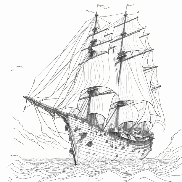 Pirate Ship - Coloring Page Free Stock Photo - Public Domain Pictures