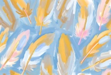 Abstract Blue, Yellow, Pink Feather