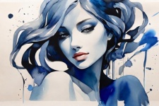 Abstract Watercolor Art Of A Girl