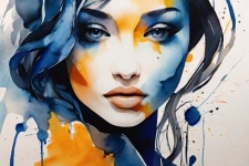 Abstract Watercolor Art Of A Girl