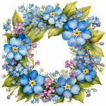 Watercolor Floral Wreath Frame