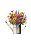 Watercolor Watering Can Flowers Clipart