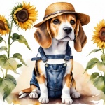 Beagle Dog Hat Flowers