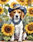 Beagle Dog Sunflower Flowers