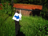 Blue Marker Arrow Sign