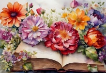 Book Flowers Art Illustration