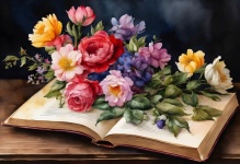 Book Flowers Art Illustration