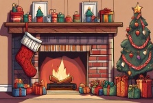 Christmas Decorations By Fireplace