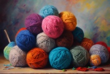 Colorful Balls Of Wool Yarn